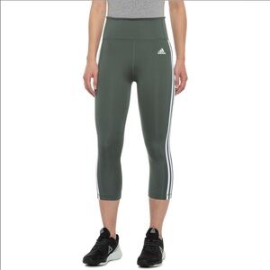 Adidas Olive Green 3/4 Athletic Climalite Leggings